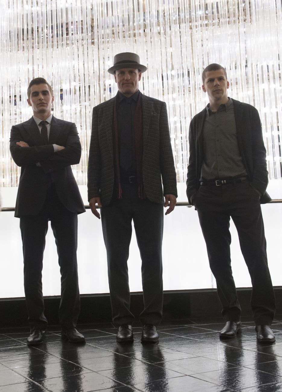 Franco Harrelson e Eisenberg in Now You See Me 2 – I maghi del crimine (2016) – Immagine concessa da Fosforo Ufficio Stampa