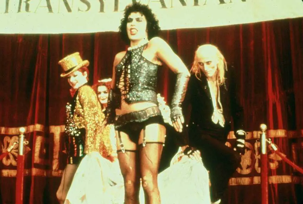 Tim Curry, Nell Campbell, Richard O'Brien, and Patricia Quinn in The Rocky Horror Picture Show