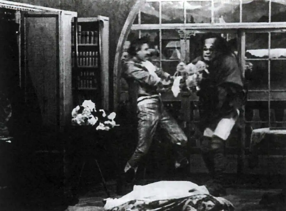 Mary Fuller, Charles Ogle, and Augustus Phillips in Frankenstein (1910)