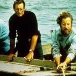 hard Dreyfuss, Roy Scheider, and Robert Shaw in Jaws (1975)