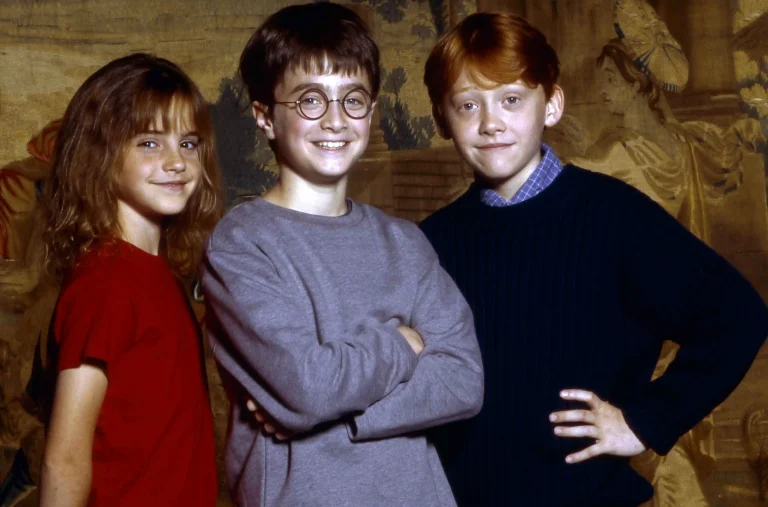 I giovanissimi Daniel Radcliffe, Rupert Grint ed Emma Watson durante Harry Potter