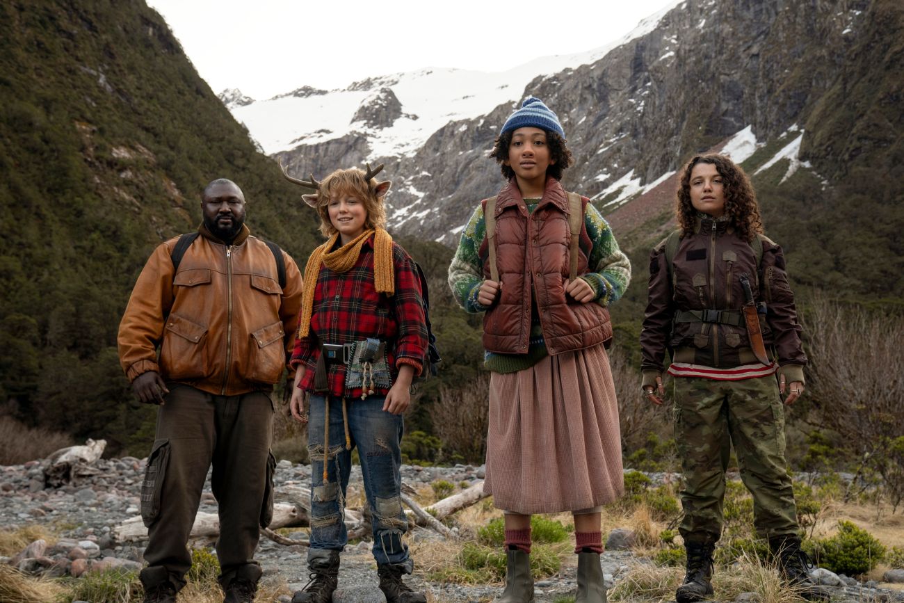 Nonso Anozie, Christian Convery, Naledi Murray, Stefania LaVie Owen in episode 301 of Sweet Tooth. Cr. Matt KlitscherNetflix © 2023