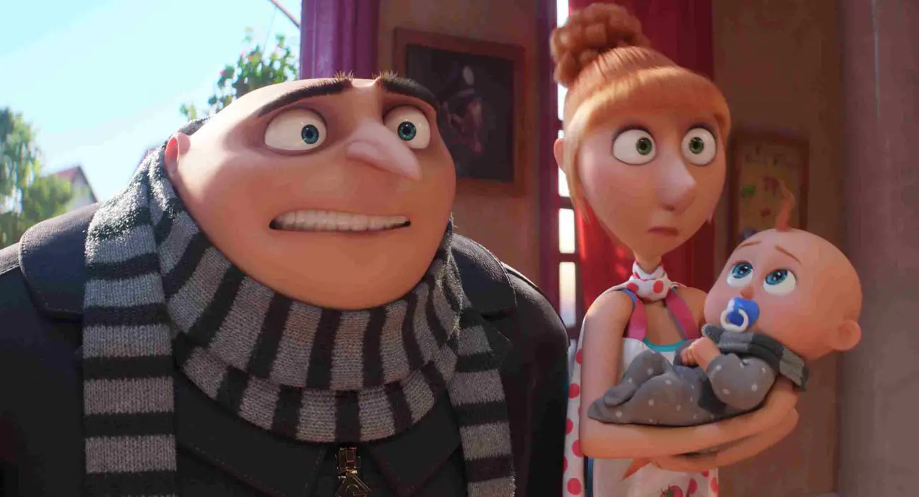 Cattivissimo me 4 – (da sinistra) Gru (Steve Carell), Lucy (Kristen Wiig) e Gru Jr. in Cattivissimo me 4, diretto da Chris Renaud – © Illumination Entertainment e Universal Studios. All Rights Reserved – Universal Pictures