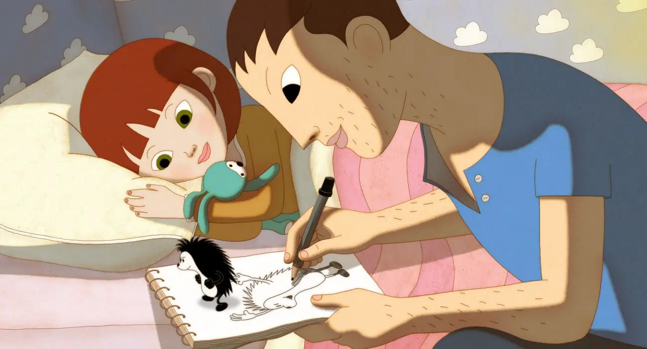 Nina con il padre in Nina e il segreto del riccio (2023)